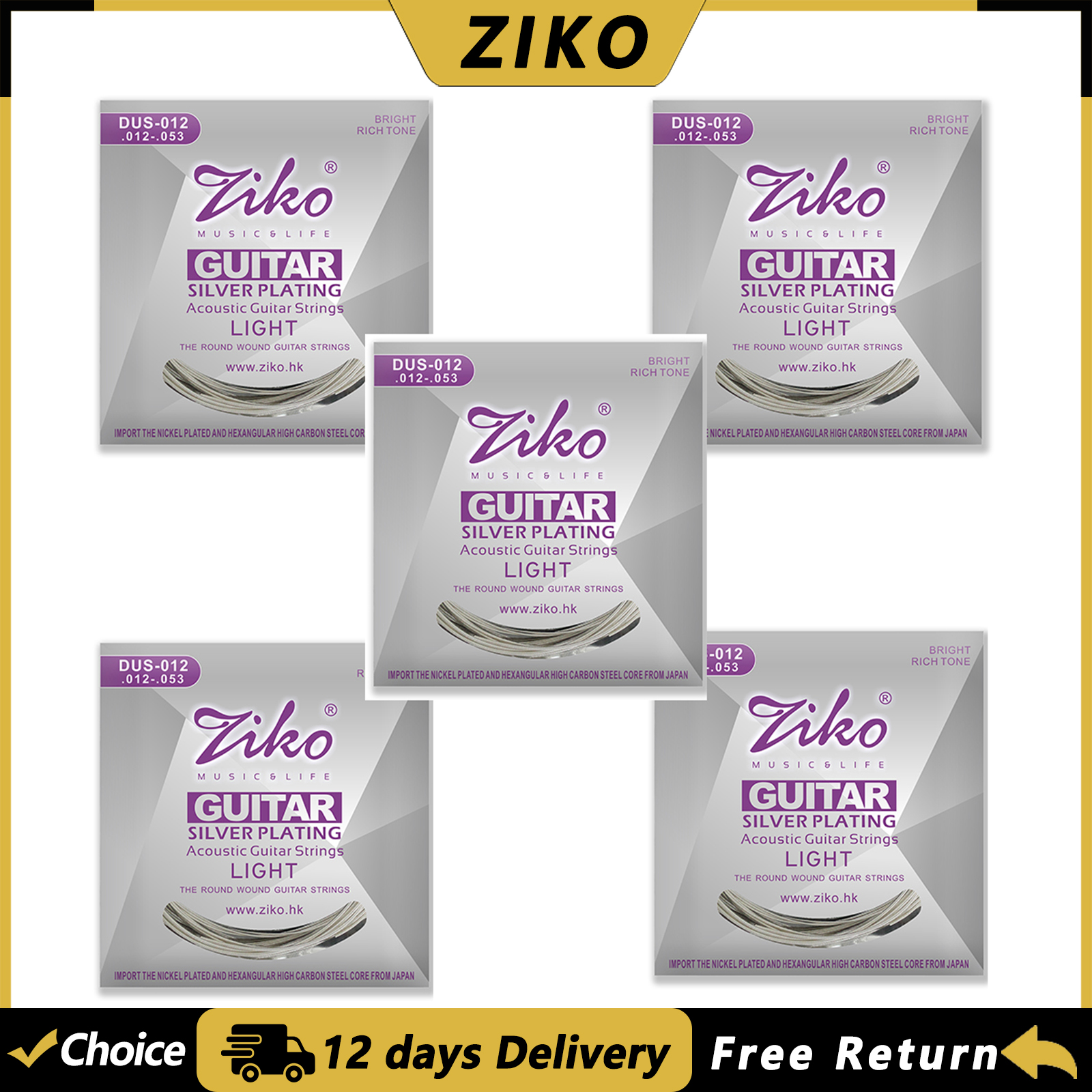Musical Instrument With Strings - ZIKO Acoustic Guitar Strings 6 Pcs/Set