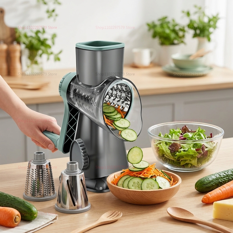 Mandolin A Style - 3-in-1Multi-Purpose Rotary Graters Kitchen Mandoline Vegetable