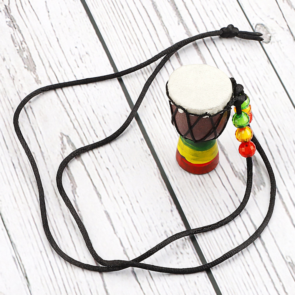 Musical Instrument Djembe - Handmade Mini African Drum Necklace Wooden