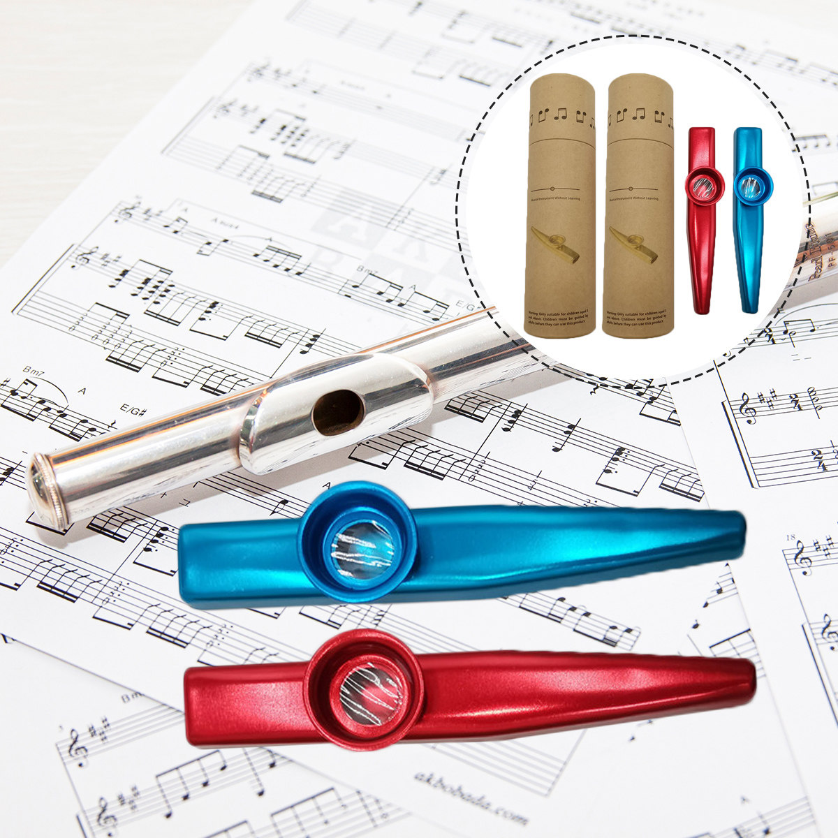 Musical Instrument Kazoo - 2Sets Metal Kazoo Kit Lightweight Portable