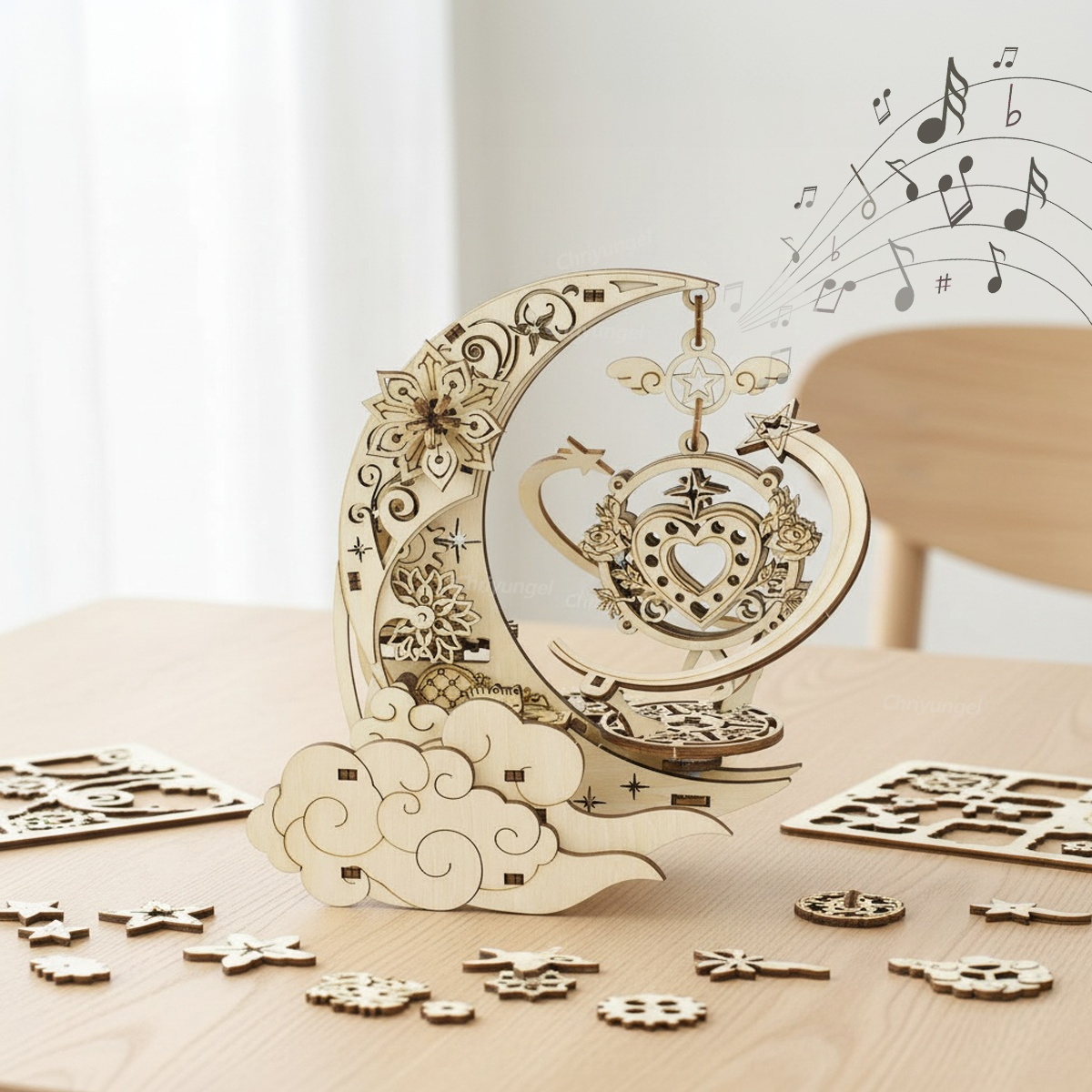 Musical Instrument Craft - 3D Wooden Puzzle Moon Star Model