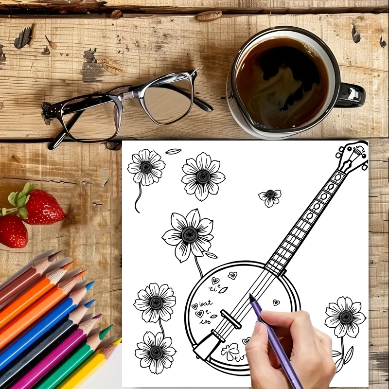 28 Pages Musical Instrument Co - مراجعة Musical Instrument Coloring Pages وسعره